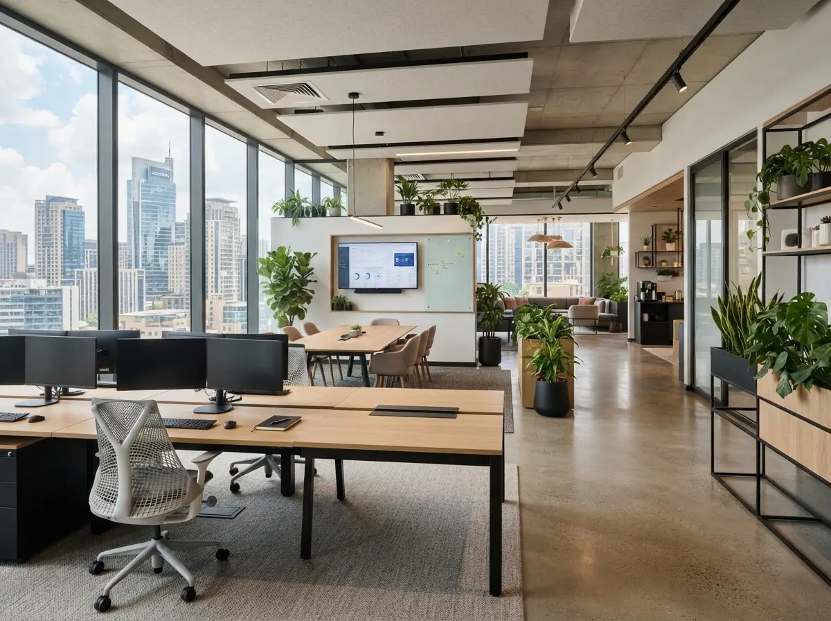 Modern corporate office interior, clean and well-lit